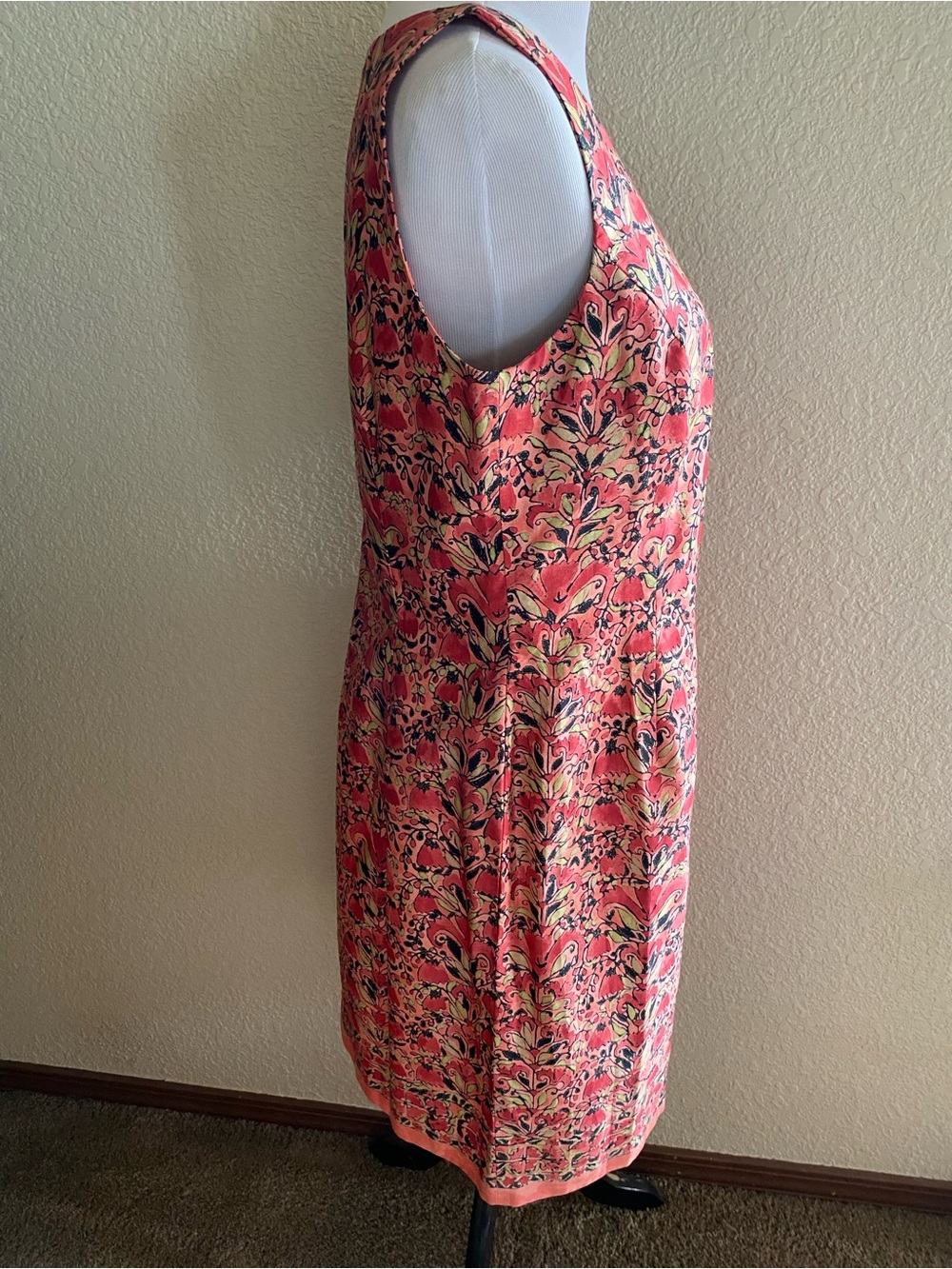 Peruvian Connection Floral Coral Floral V-Neck Pima Cotton Dress Summer: 14 - Picture 2 of 9